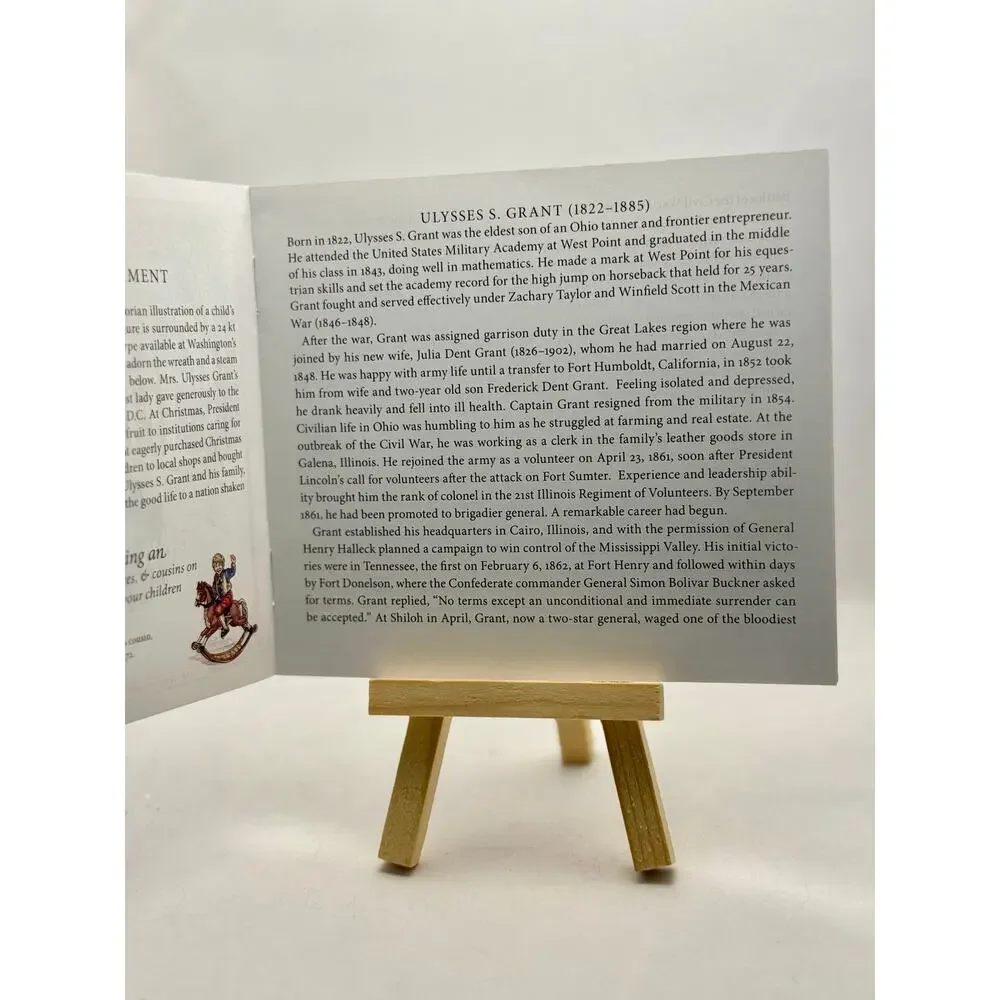 2003 White House Christmas Ornament Ulysses S Grant Rocking Horse Box Booklet